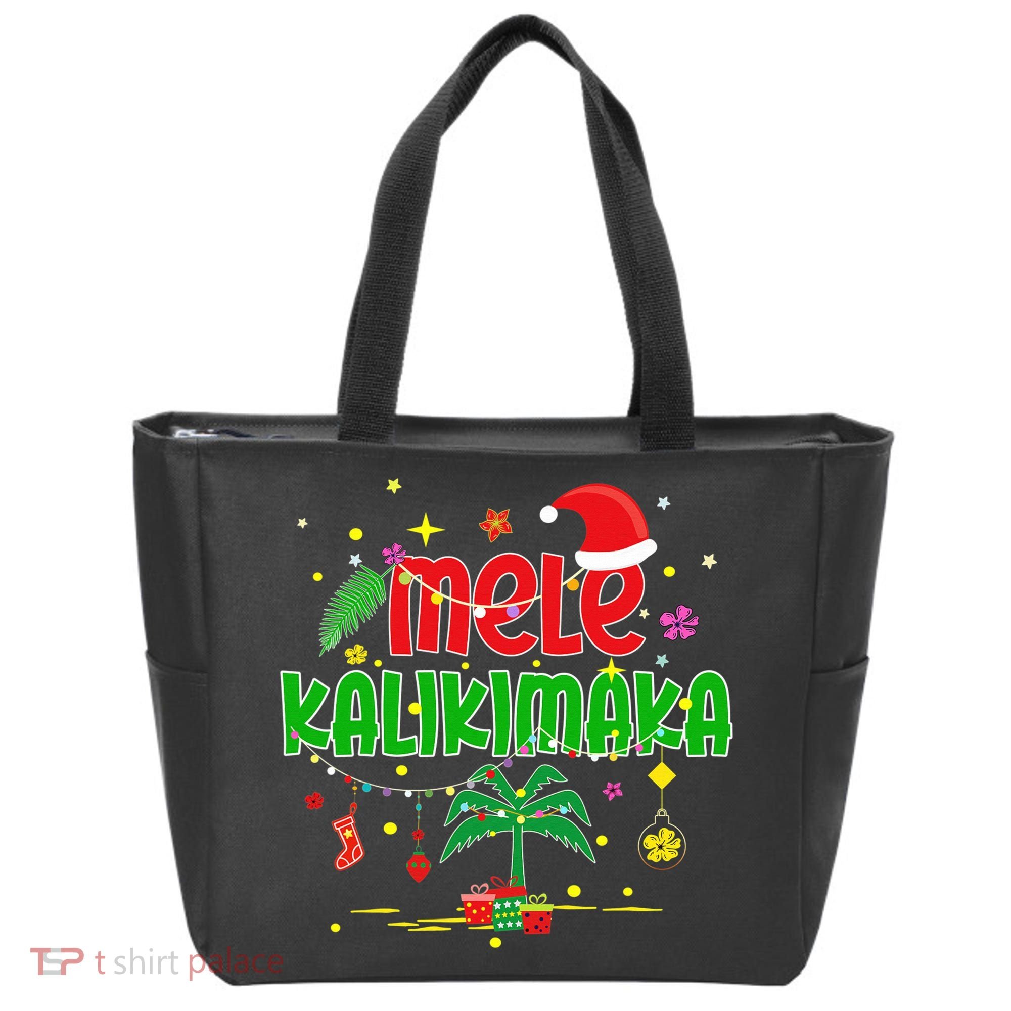 Mele Kalikimaka Hawaiian Christmas Palm Tree Lights Xmas  Tote Bag