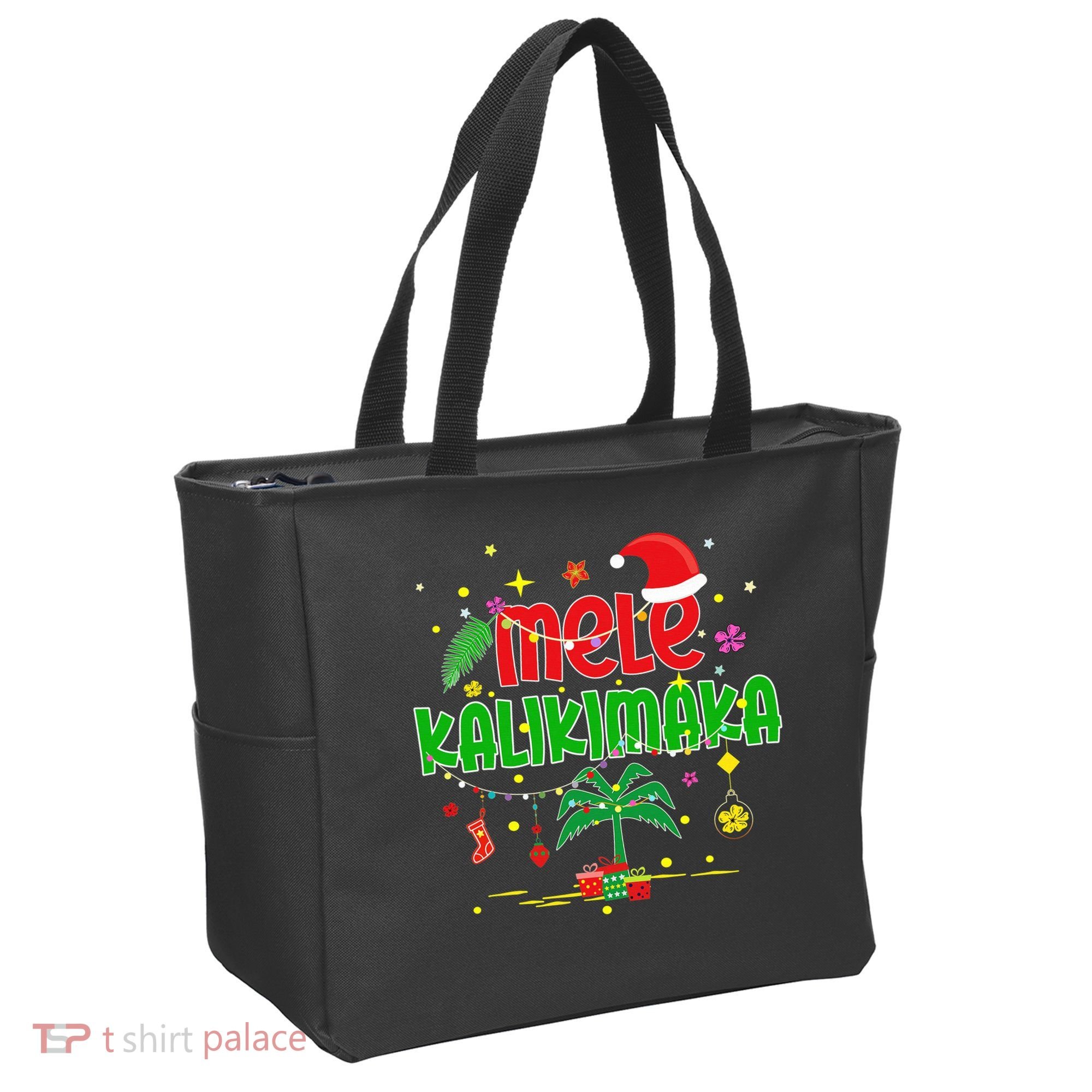 Mele Kalikimaka Hawaiian Christmas Palm Tree Lights Xmas  Tote Bag