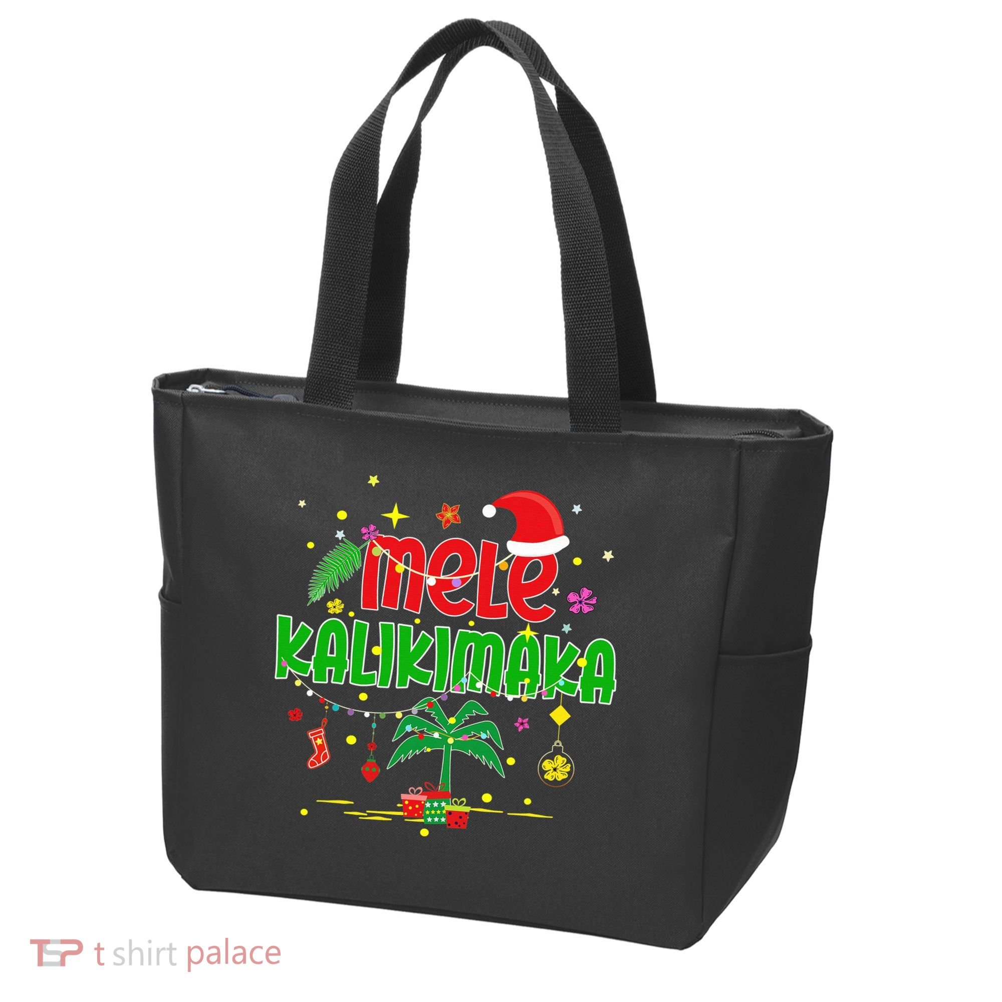 Mele Kalikimaka Hawaiian Christmas Palm Tree Lights Xmas  Tote Bag