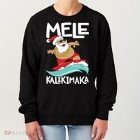 Mele Kalikimaka Hawaiian Christmas Hawaii Surfing Santa Gift Women's Sweatshirt thumb 0