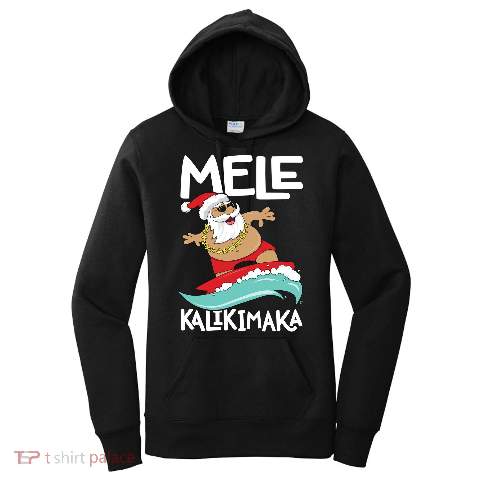 Mele Kalikimaka Hawaiian Christmas Hawaii Surfing Santa Gift Women's Hoodie