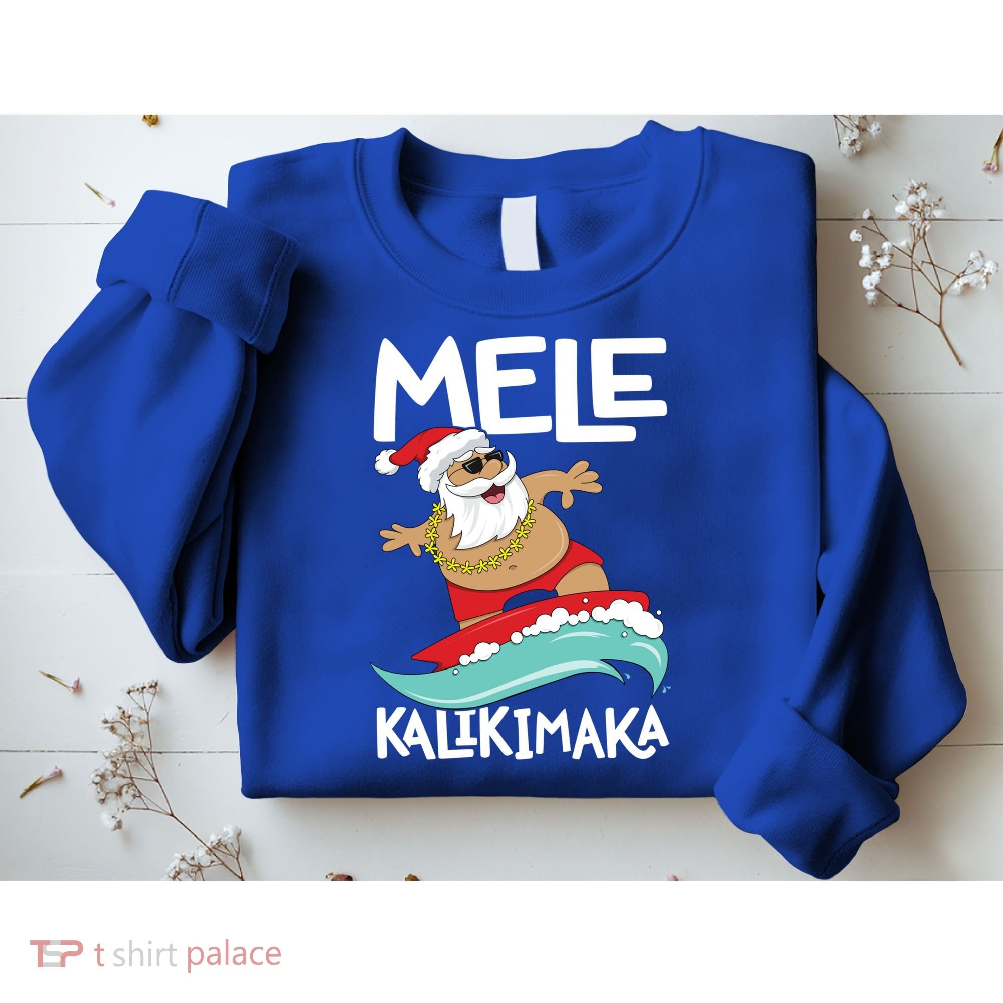 Mele Kalikimaka Hawaiian Christmas Hawaii Surfing Santa Gift Sweatshirt