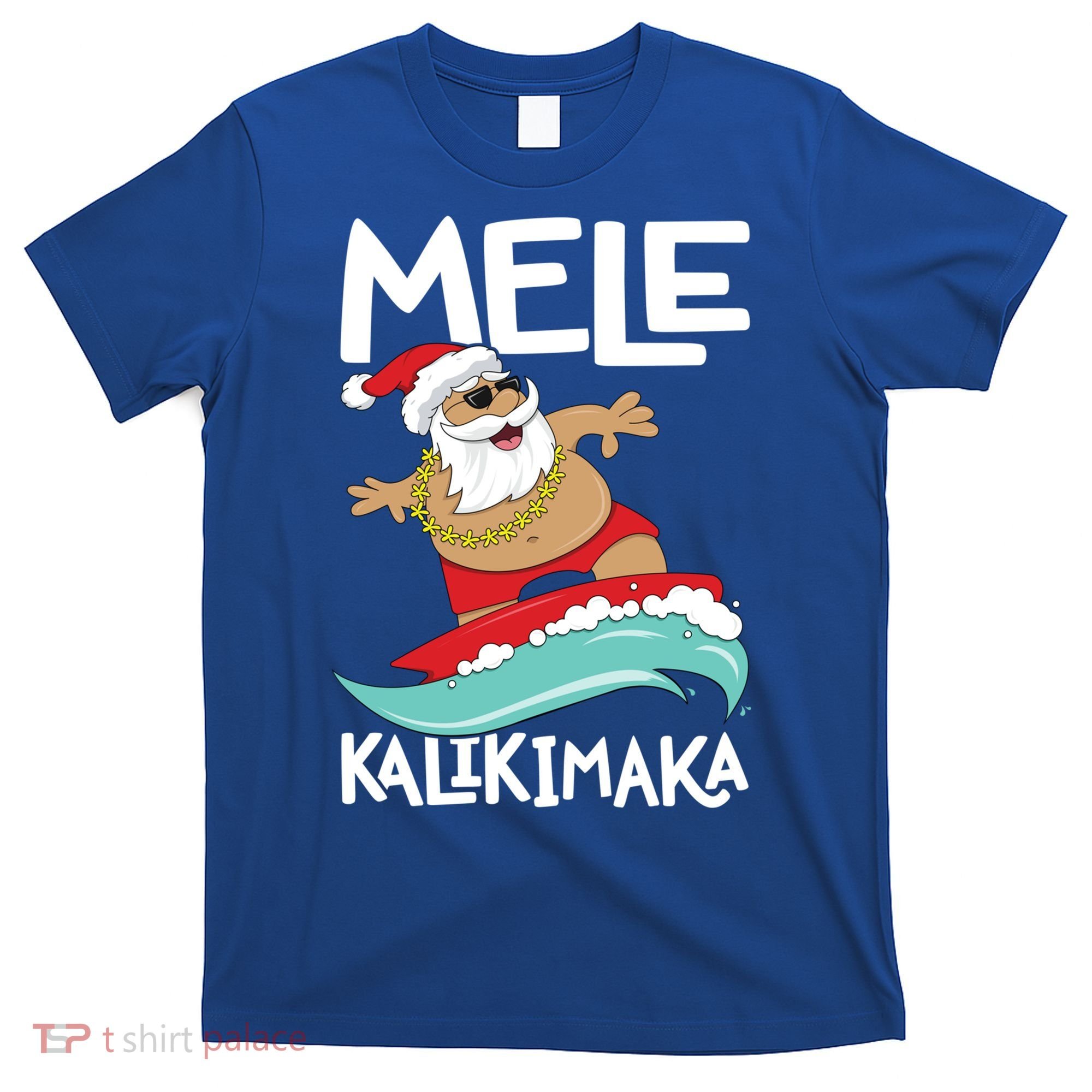 Mele Kalikimaka Hawaiian Christmas Hawaii Surfing Santa Gift T-Shirt