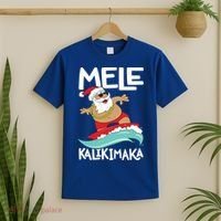 Mele Kalikimaka Hawaiian Christmas Hawaii Surfing Santa Gift T-Shirt thumb 2