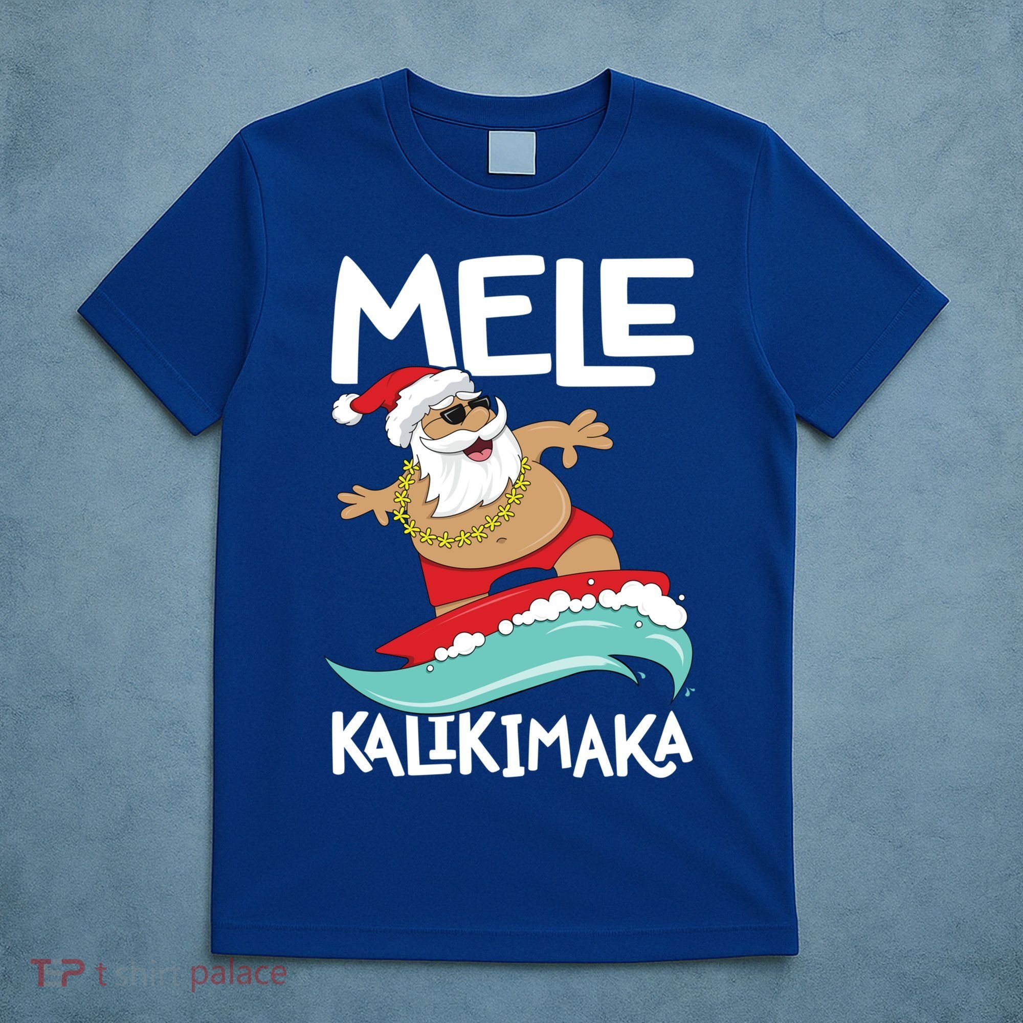 Mele Kalikimaka Hawaiian Christmas Hawaii Surfing Santa Gift T-Shirt