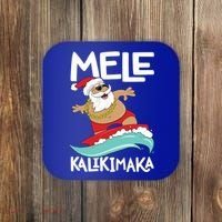 Mele Kalikimaka Hawaiian Christmas Hawaii Surfing Santa Gift Coaster thumb 0