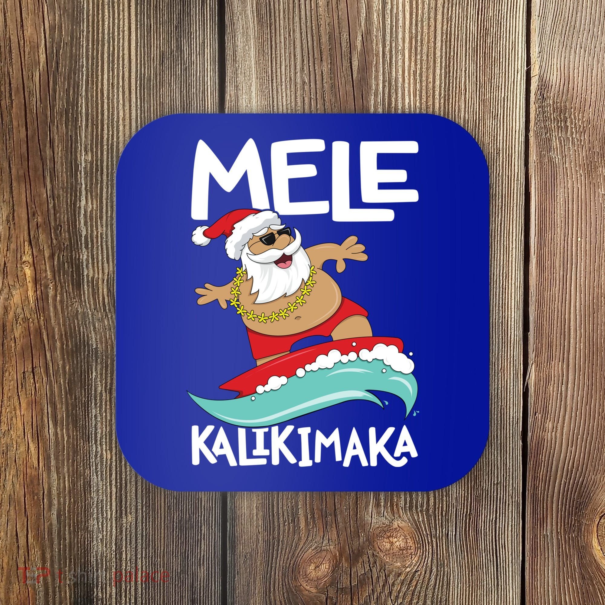 Mele Kalikimaka Hawaiian Christmas Hawaii Surfing Santa Gift Coaster