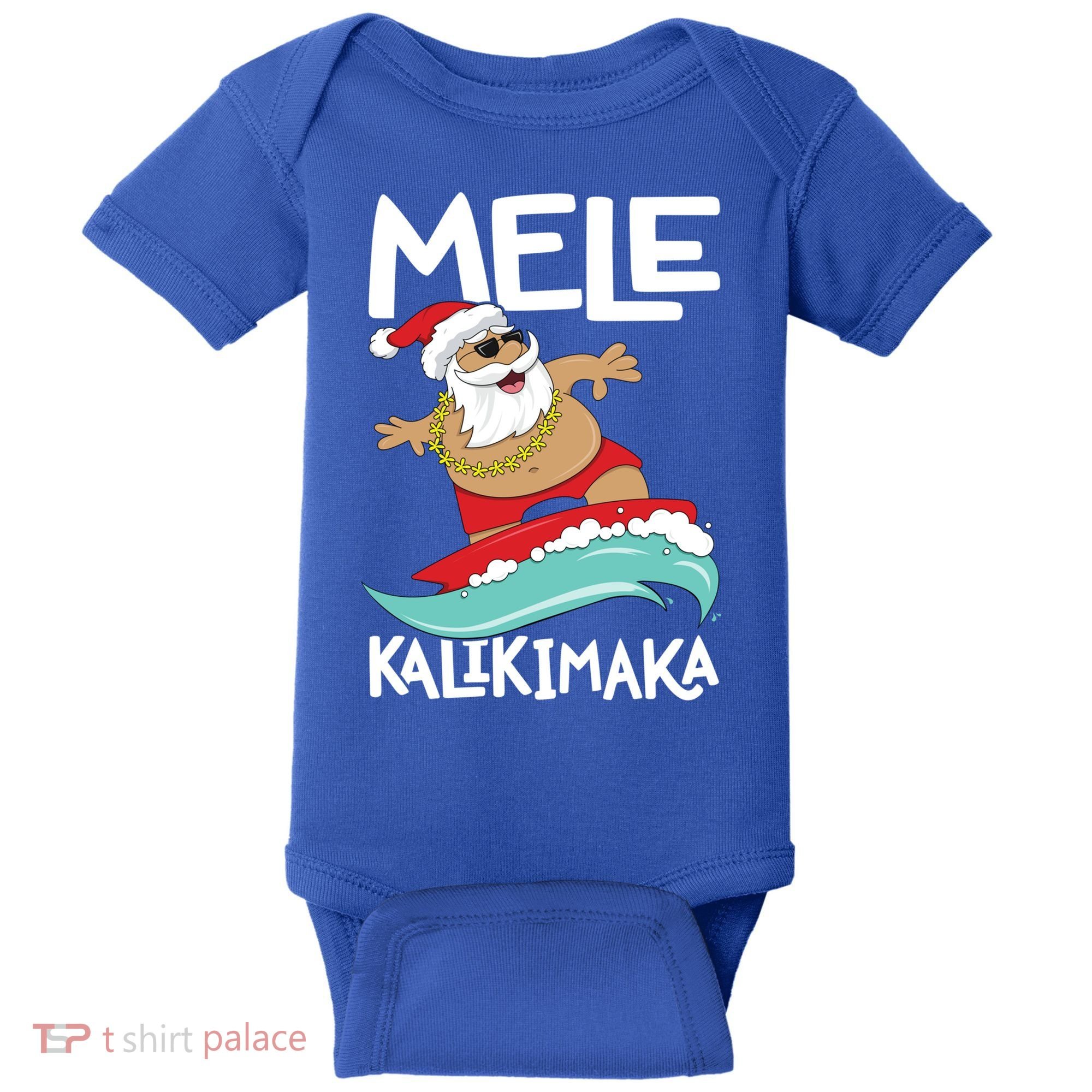 Mele Kalikimaka Hawaiian Christmas Hawaii Surfing Santa Gift Baby Bodysuit