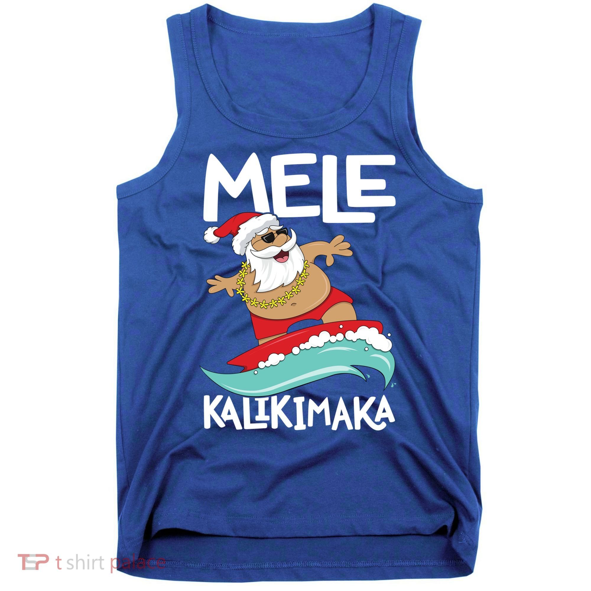 Mele Kalikimaka Hawaiian Christmas Hawaii Surfing Santa Gift Tank Top