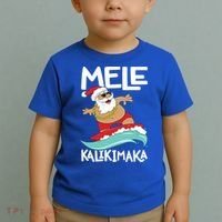 Mele Kalikimaka Hawaiian Christmas Hawaii Surfing Santa Gift Toddler T-Shirt thumb 2