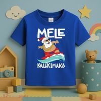 Mele Kalikimaka Hawaiian Christmas Hawaii Surfing Santa Gift Toddler T-Shirt thumb 3