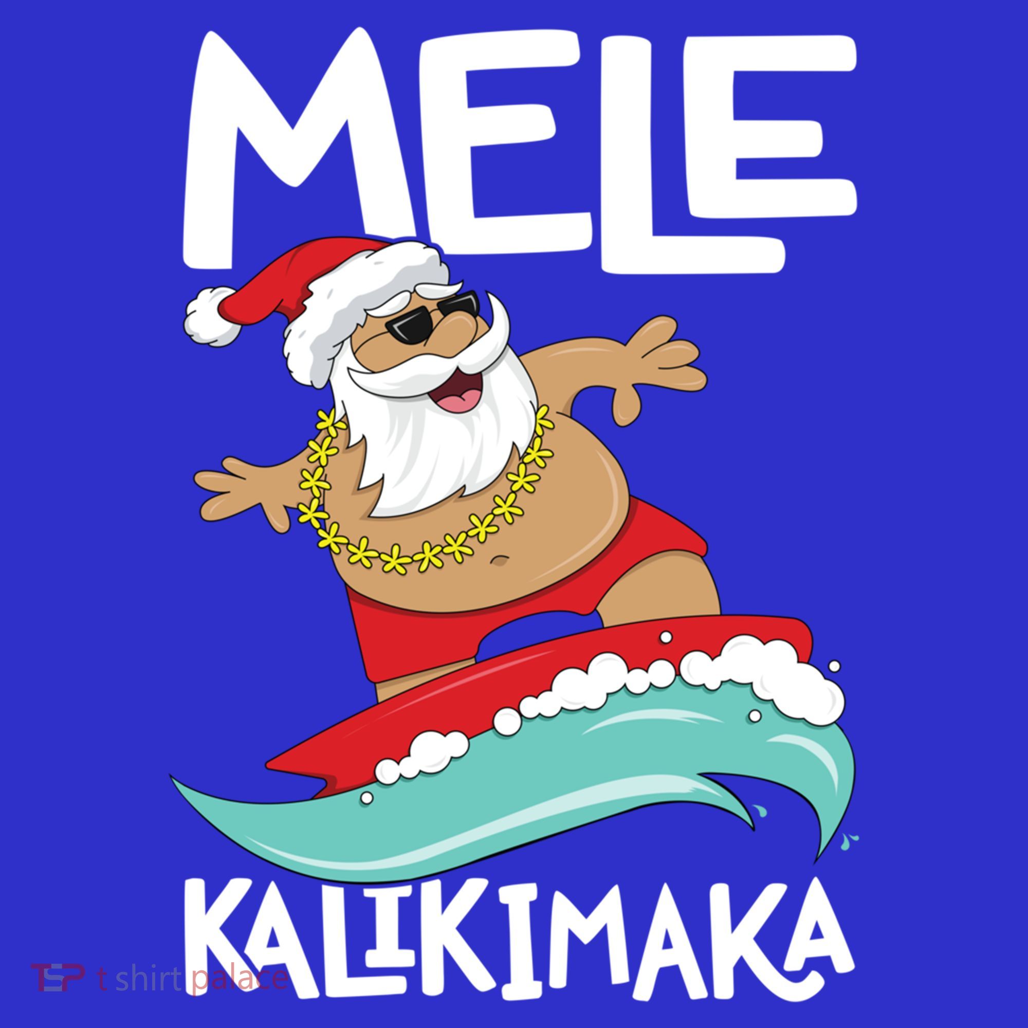 Mele Kalikimaka Hawaiian Christmas Hawaii Surfing Santa Gift Toddler T-Shirt