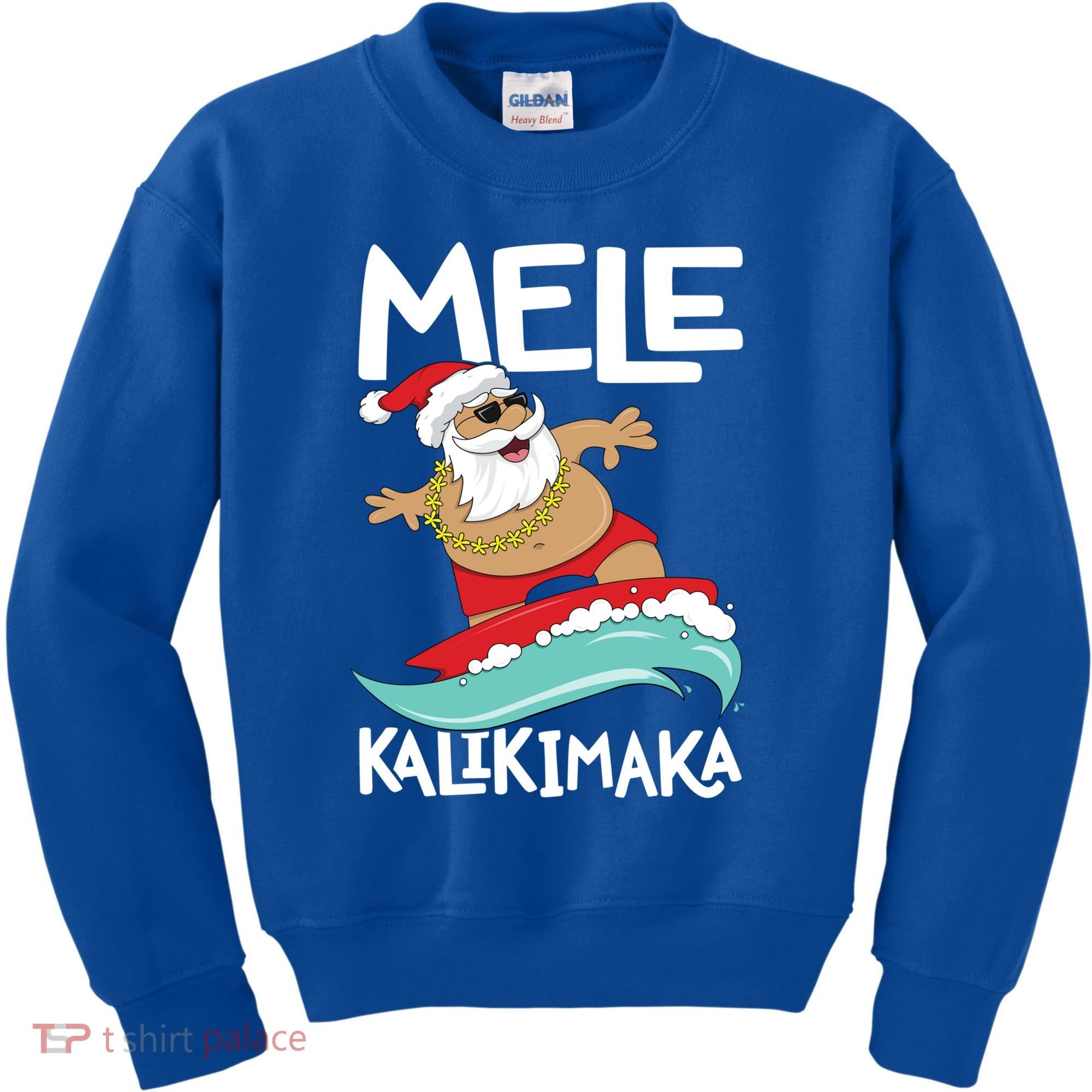 Mele Kalikimaka Hawaiian Christmas Hawaii Surfing Santa Gift Kids Sweatshirt