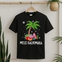 Mele Kalikimaka Hawaiian Christmas Palm Tree Family Pajamas T-Shirt thumb 2