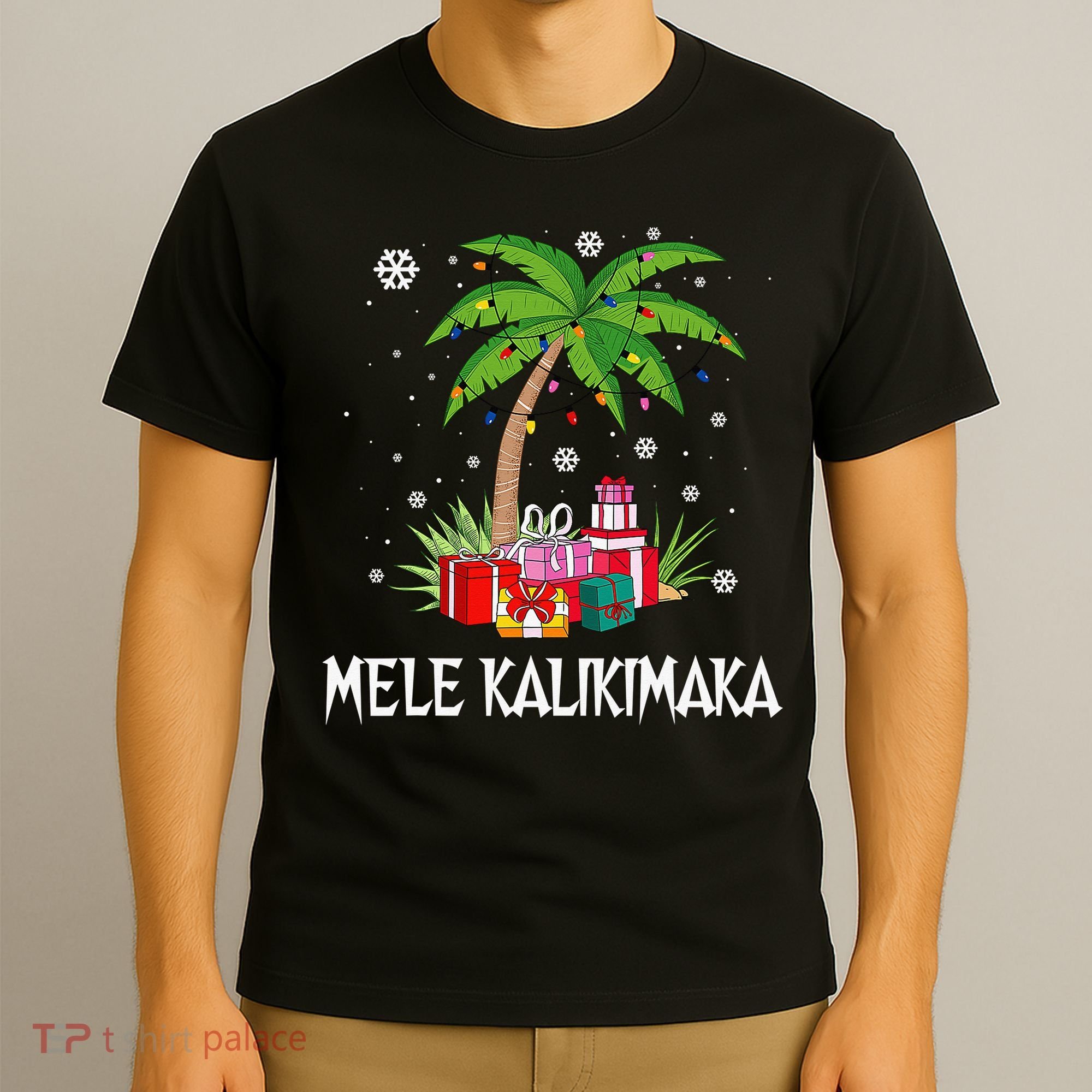 Mele Kalikimaka Hawaiian Christmas Palm Tree Family Pajamas T-Shirt
