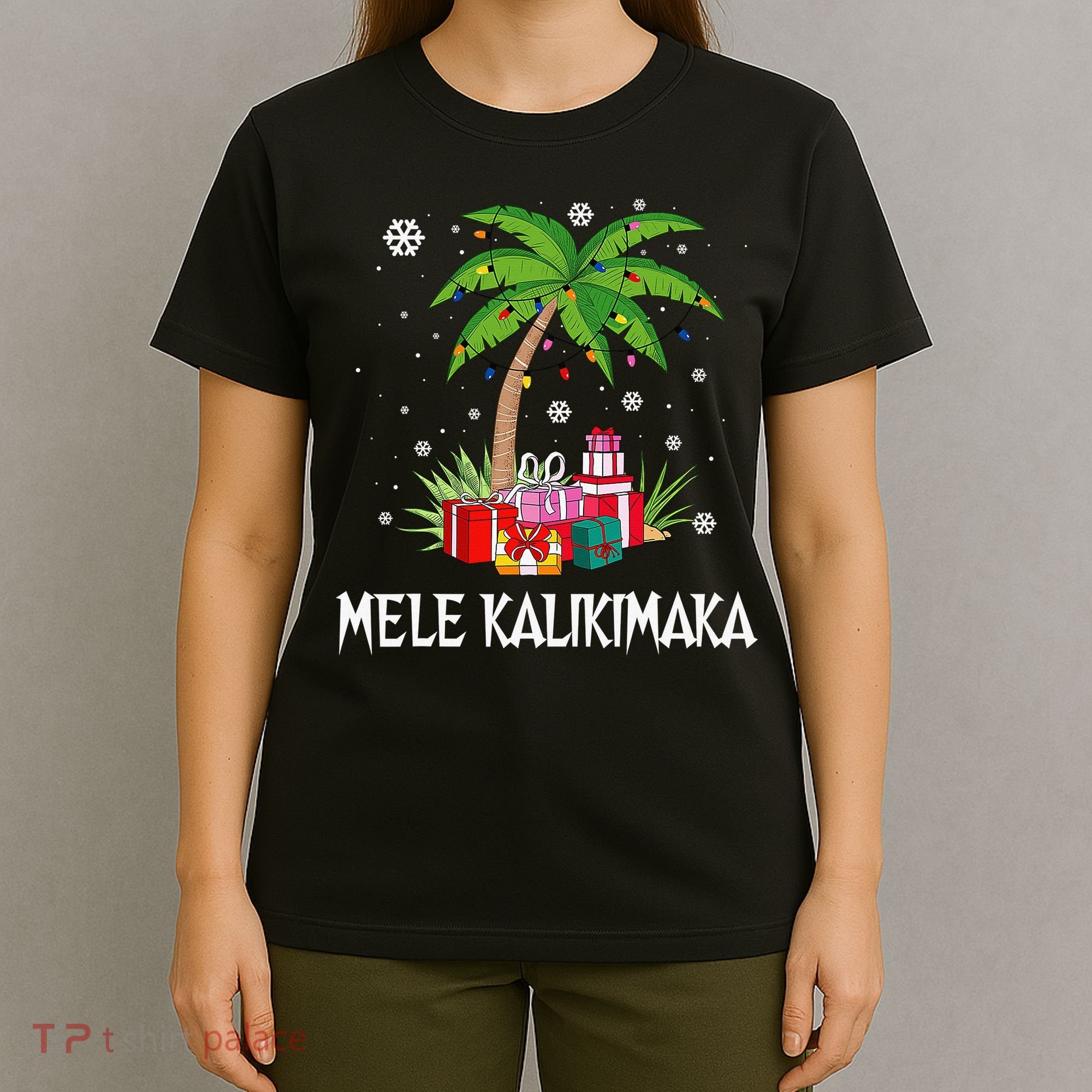 Mele Kalikimaka Hawaiian Christmas Palm Tree Family Pajamas T-Shirt