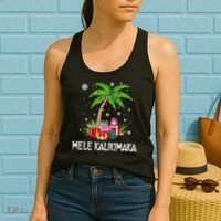 Mele Kalikimaka Hawaiian Christmas Palm Tree Family Pajamas Women's Tank Top thumb 2