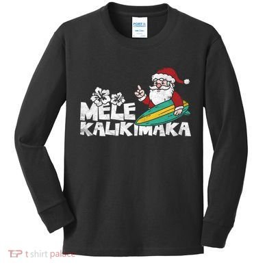 Mele Kalikimaka Hawaiian Christmas Kids Long Sleeve Shirt