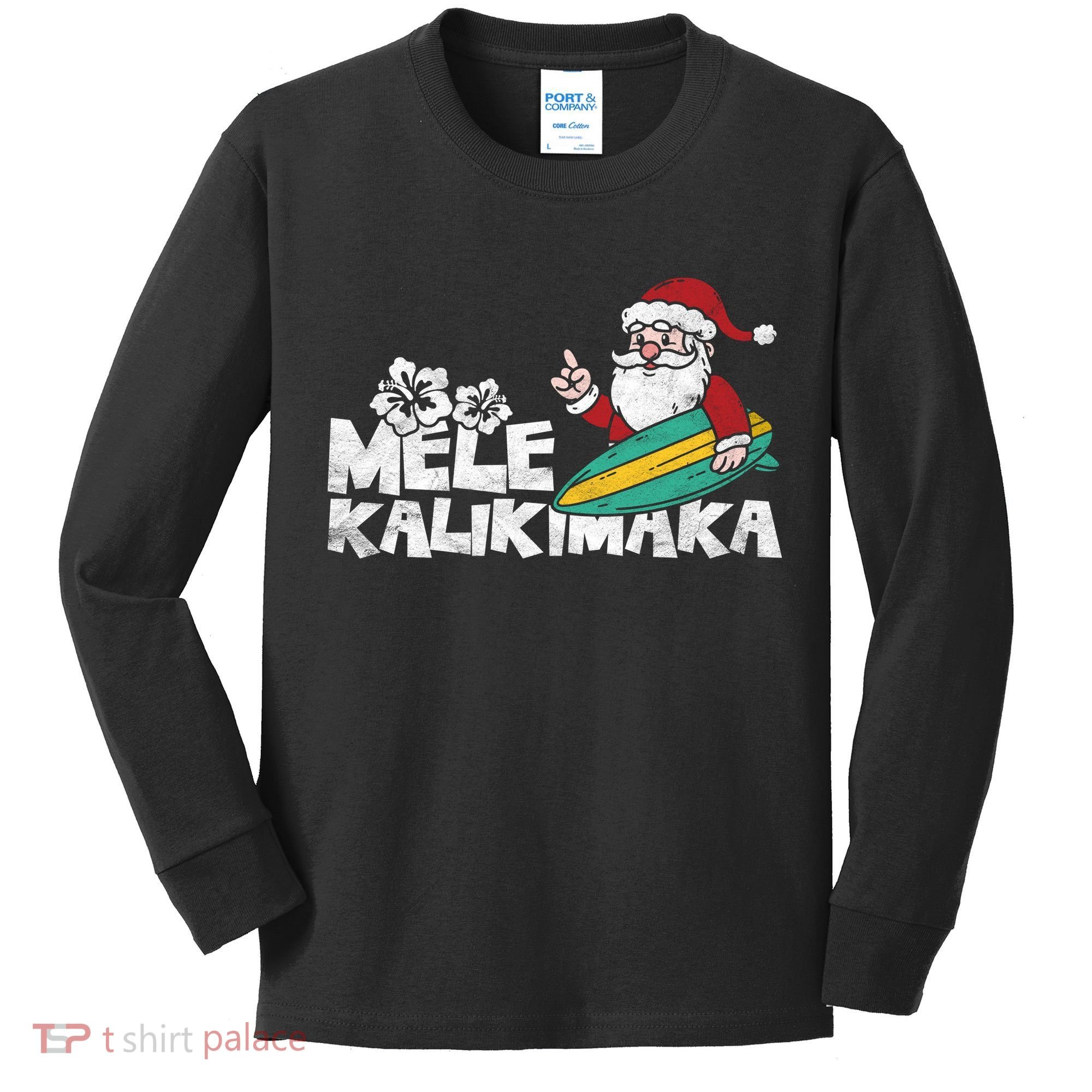 Mele Kalikimaka Hawaiian Christmas Kids Long Sleeve Shirt