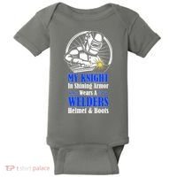 My Knight In Shining Armor Wears A Welders Helmet And Boots Baby Bodysuit thumb 0