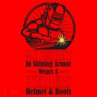 My Knight In Shining Armor Wears A Welders Helmet And Boots Santa Hat thumb 1