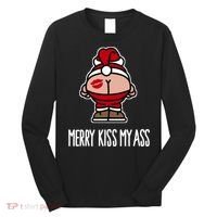 Merry Kiss My Ass Santa Claus Funny Christmas Gift Long Sleeve Shirt thumb 0
