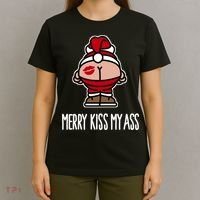 Merry Kiss My Ass Santa Claus Funny Christmas Gift T-Shirt thumb 4