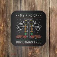 My Kind Of Christmas Tree Drag Racing Ugly Christmas Coaster thumb 0