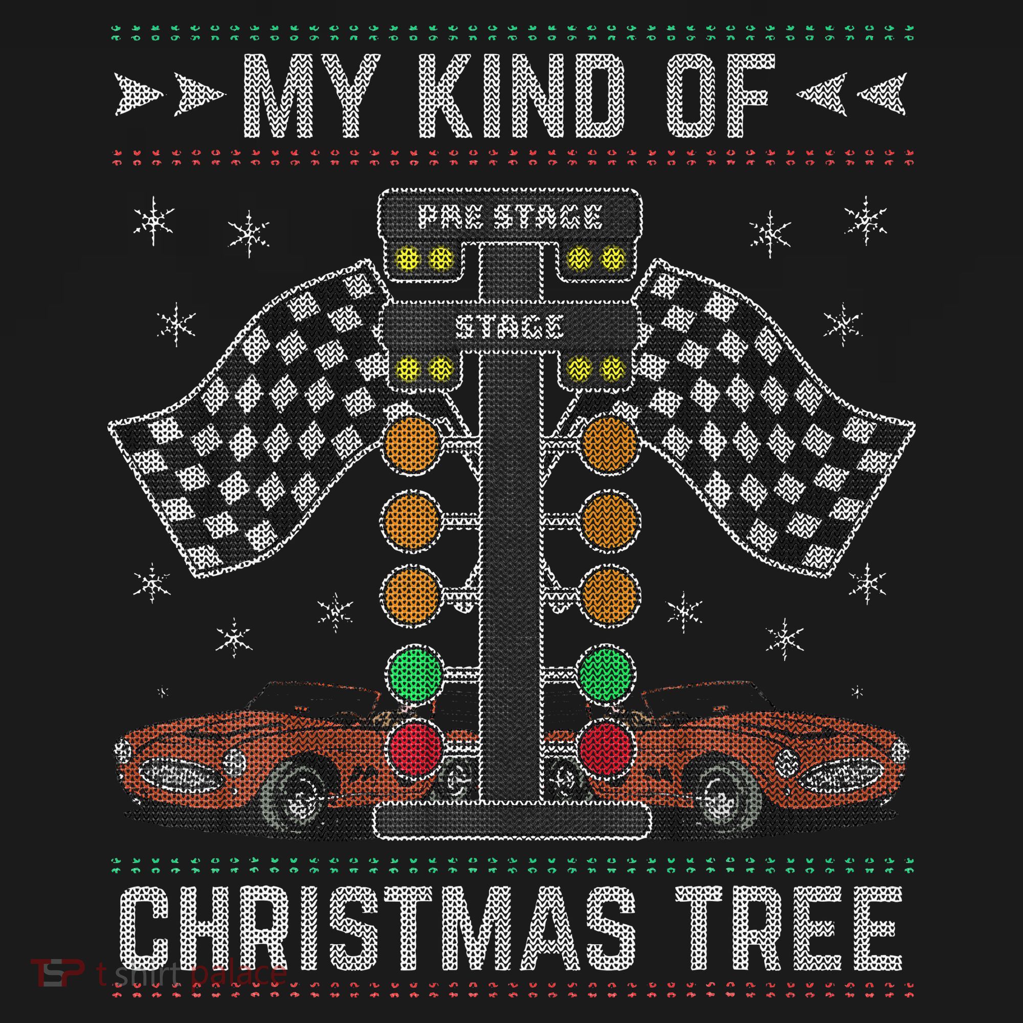 My Kind Of Christmas Tree Drag Racing Ugly Christmas Women's Hoodie