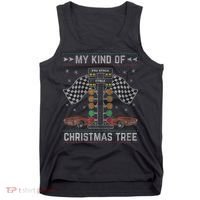 My Kind Of Christmas Tree Drag Racing Ugly Christmas Tank Top thumb 0