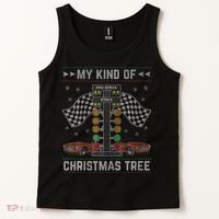 My Kind Of Christmas Tree Drag Racing Ugly Christmas Tank Top thumb 2