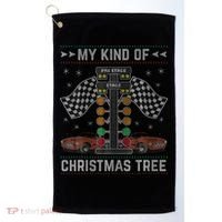 My Kind Of Christmas Tree Drag Racing Ugly Christmas Golf Towel thumb 0