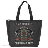 My Kind Of Christmas Tree Drag Racing Ugly Christmas Tote Bag thumb 0