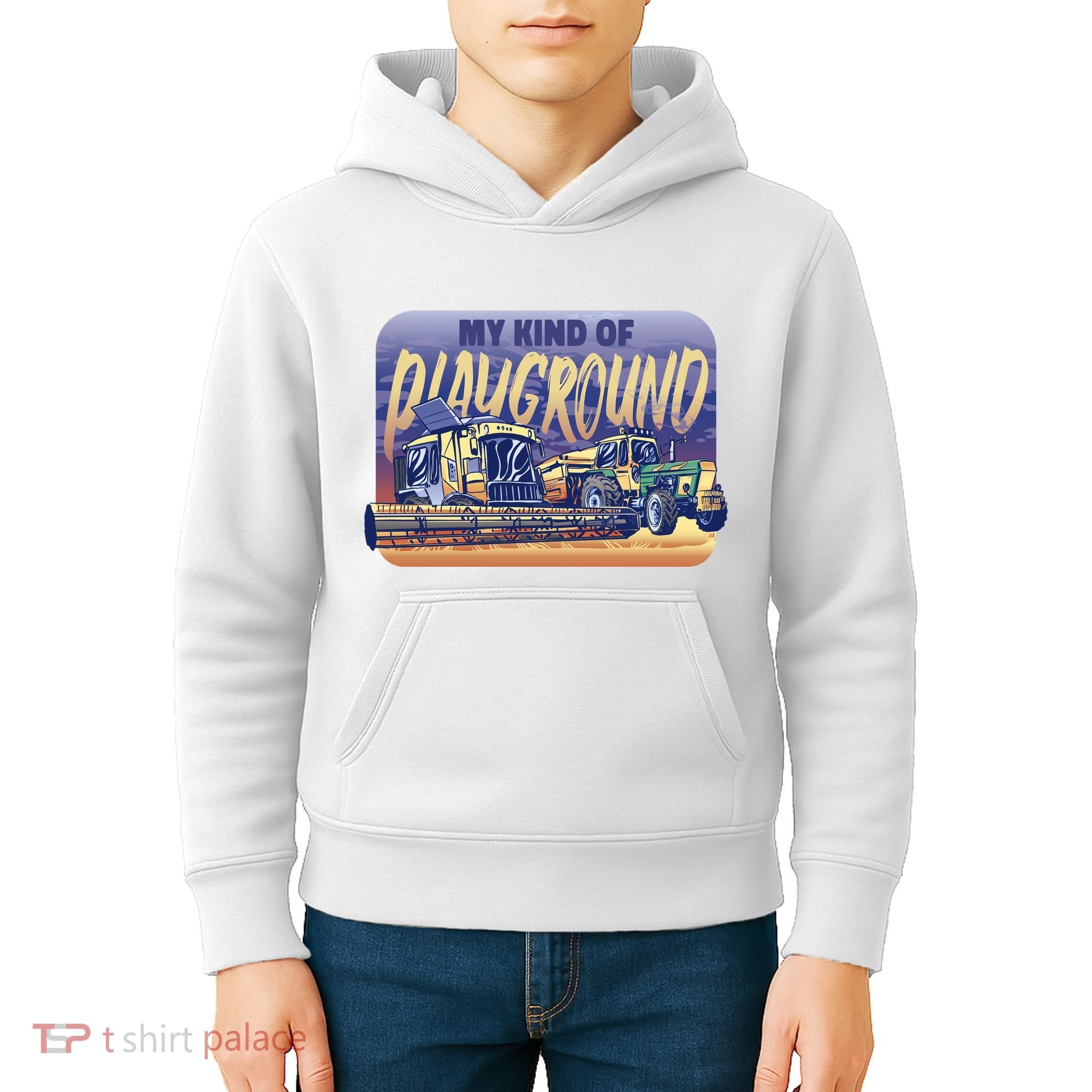 My Kind Of Playground Tractor Farm Kids Hoodie