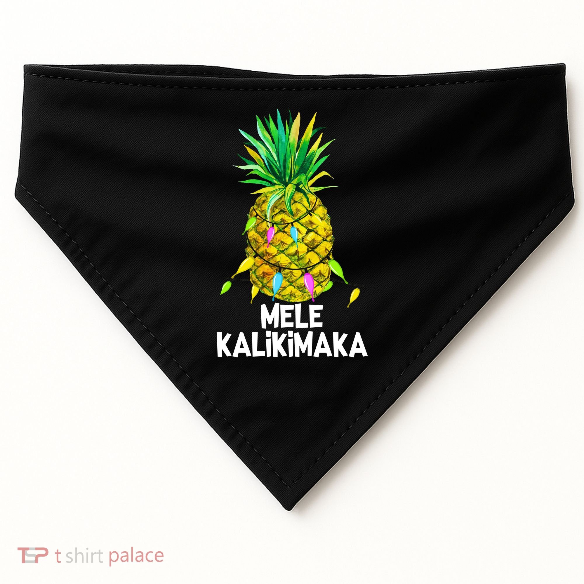 Mele Kalikimaka Pineapple Christmas Lights USA-Made Doggie Bandana