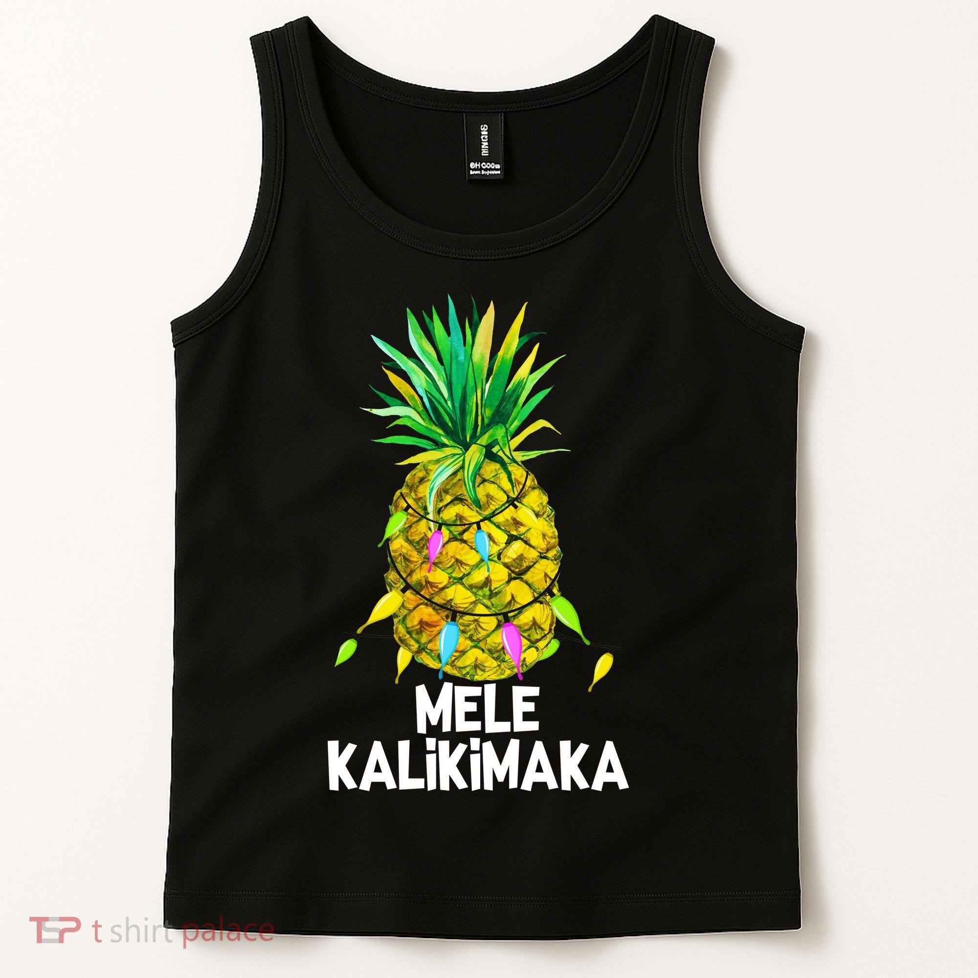 Mele Kalikimaka Pineapple Christmas Lights Tank Top