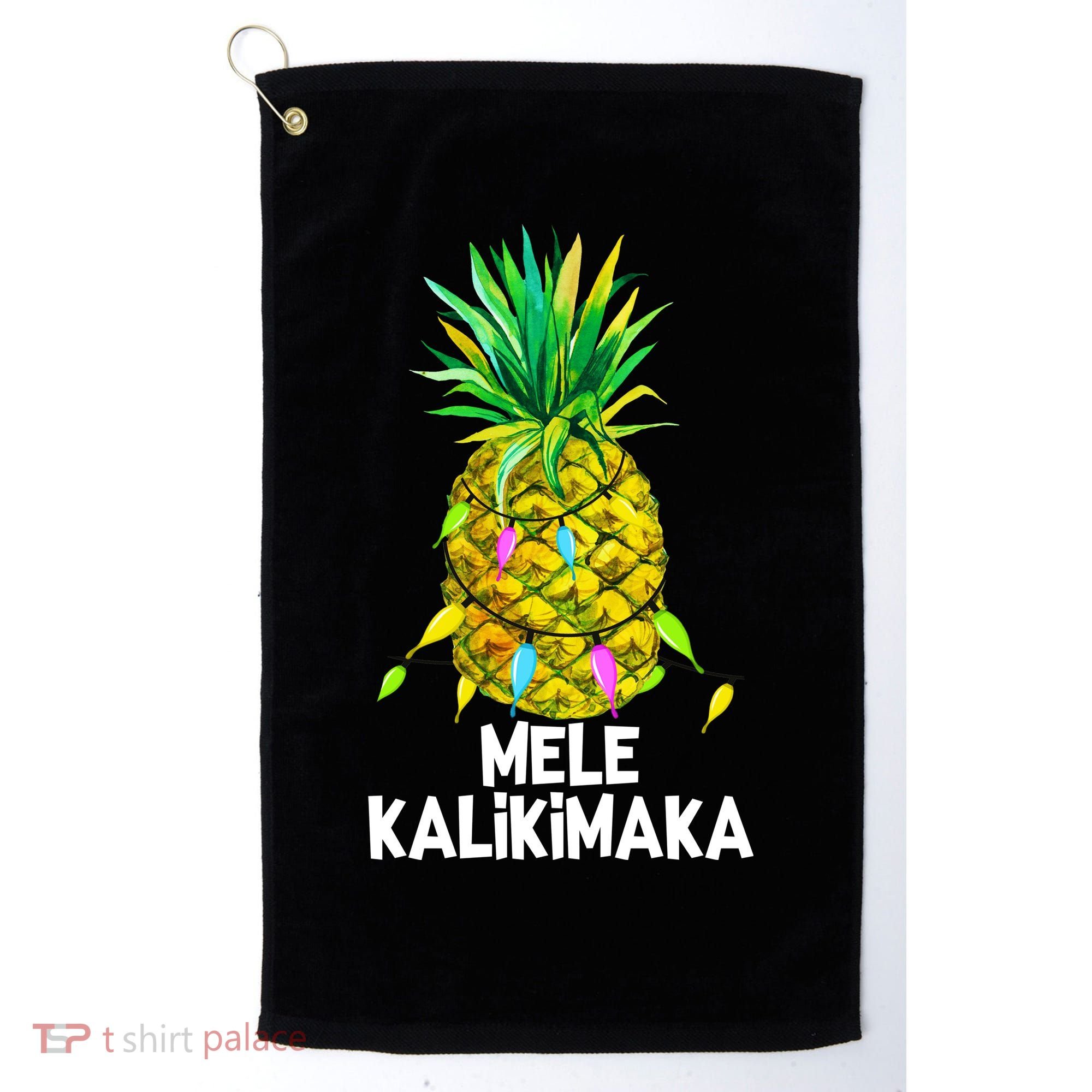 Mele Kalikimaka Pineapple Christmas Lights Golf Towel