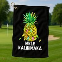 Mele Kalikimaka Pineapple Christmas Lights Golf Towel thumb 1