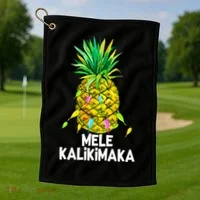 Mele Kalikimaka Pineapple Christmas Lights Golf Towel thumb 1
