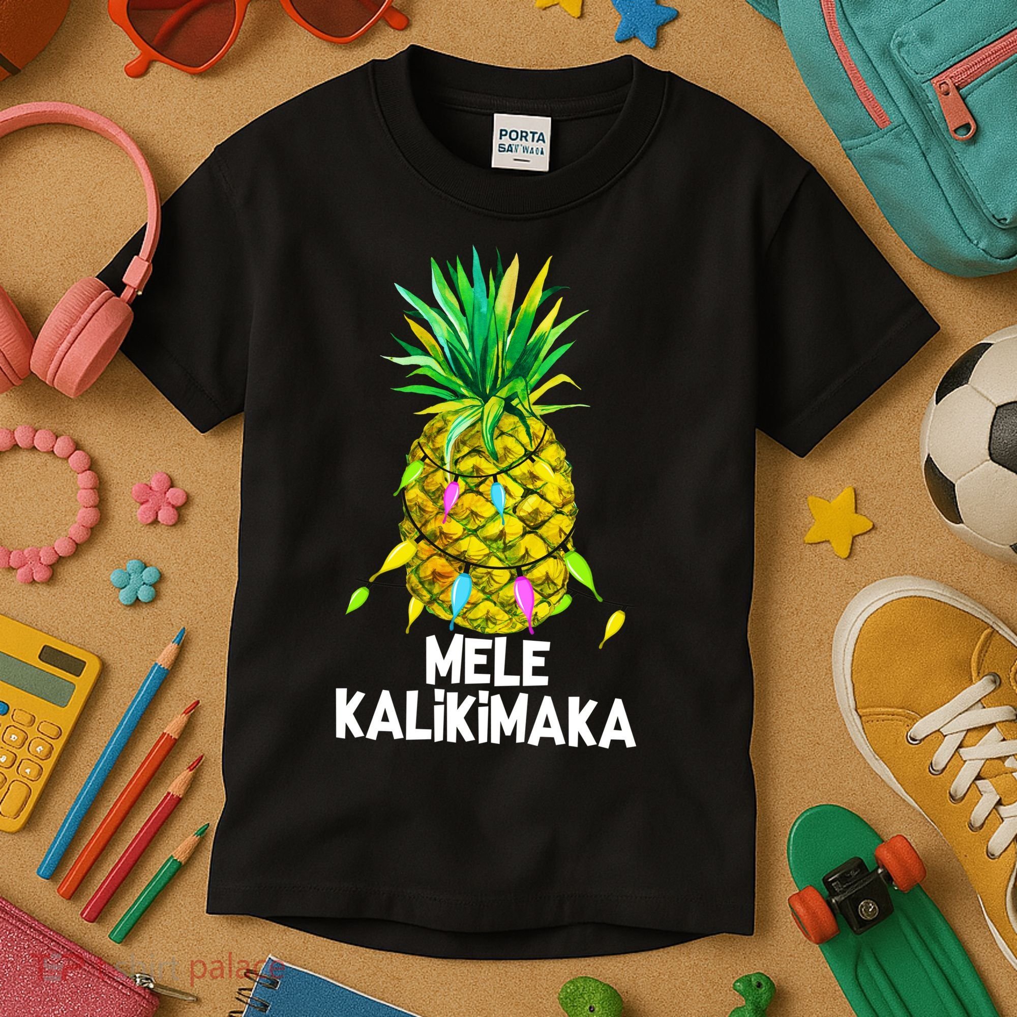 Mele Kalikimaka Pineapple Christmas Lights Kids T-Shirt