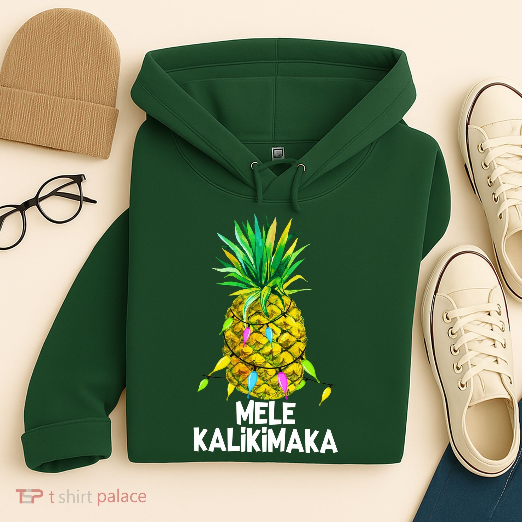 Mele Kalikimaka Pineapple Christmas Lights Hoodie