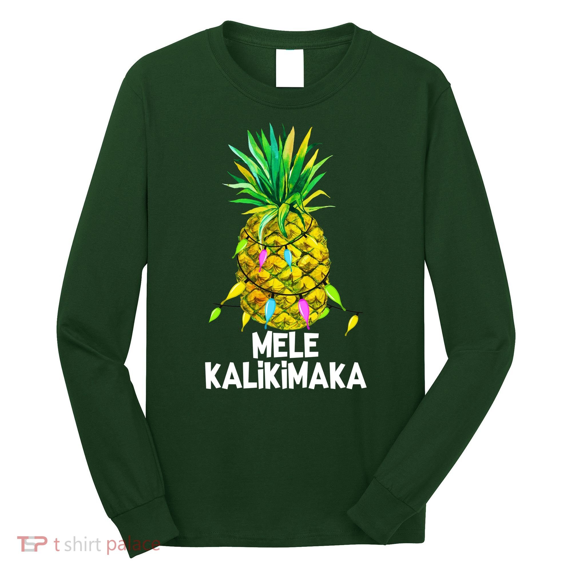 Mele Kalikimaka Pineapple Christmas Lights Long Sleeve Shirt