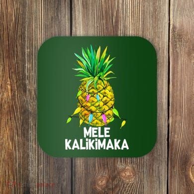 Mele Kalikimaka Pineapple Christmas Lights Coaster