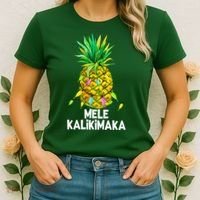 Mele Kalikimaka Pineapple Christmas Lights Women's T-Shirt thumb 2