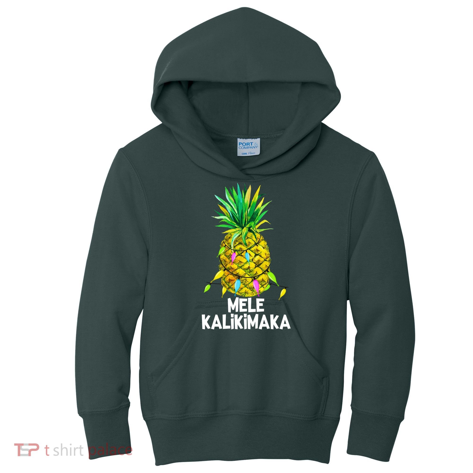 Mele Kalikimaka Pineapple Christmas Lights Kids Hoodie