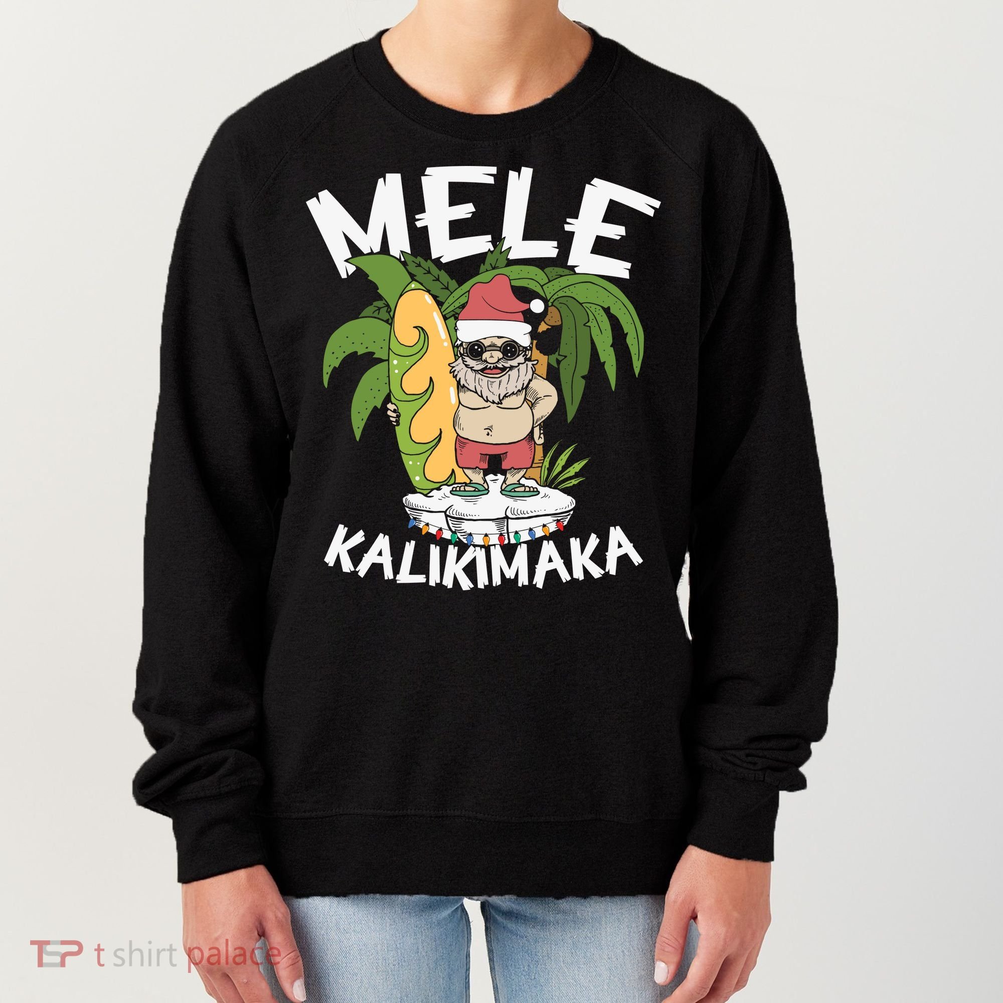 Mele Kalikimaka Palm Tree Hawaiian Christmas In July Women's Sweatshirt