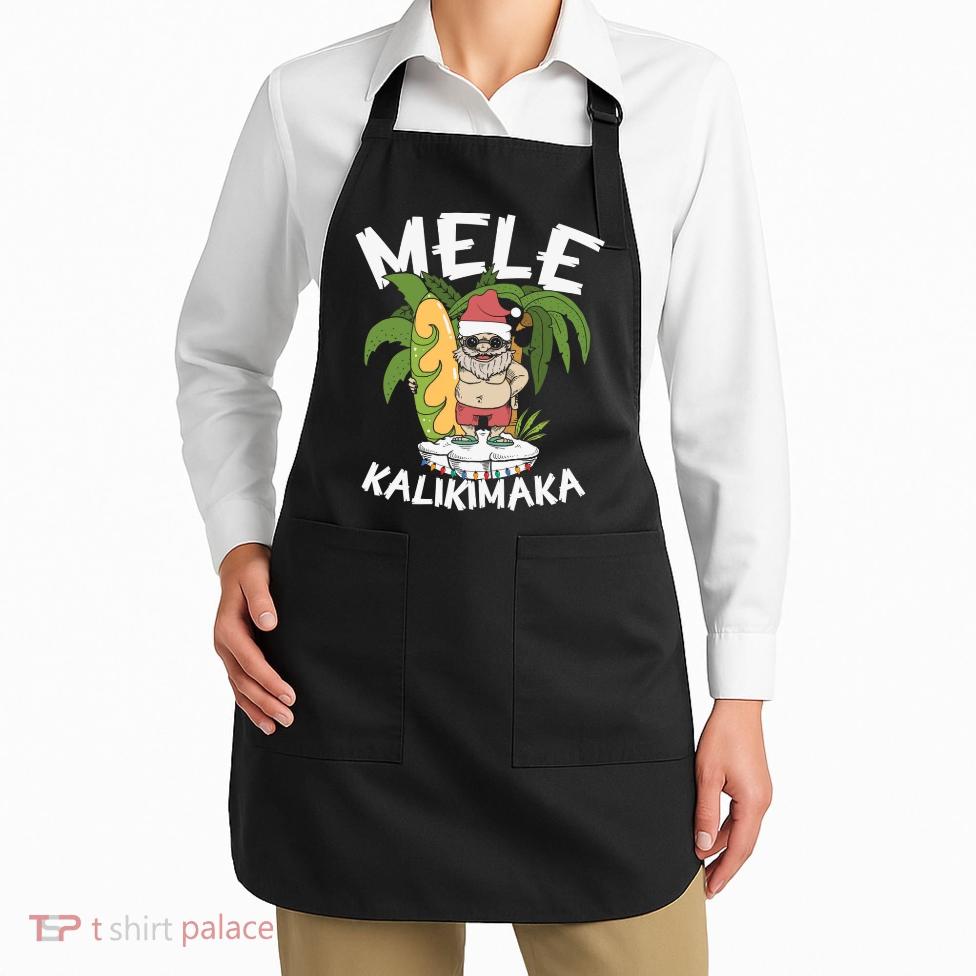 Mele Kalikimaka Palm Tree Hawaiian Christmas In July Apron