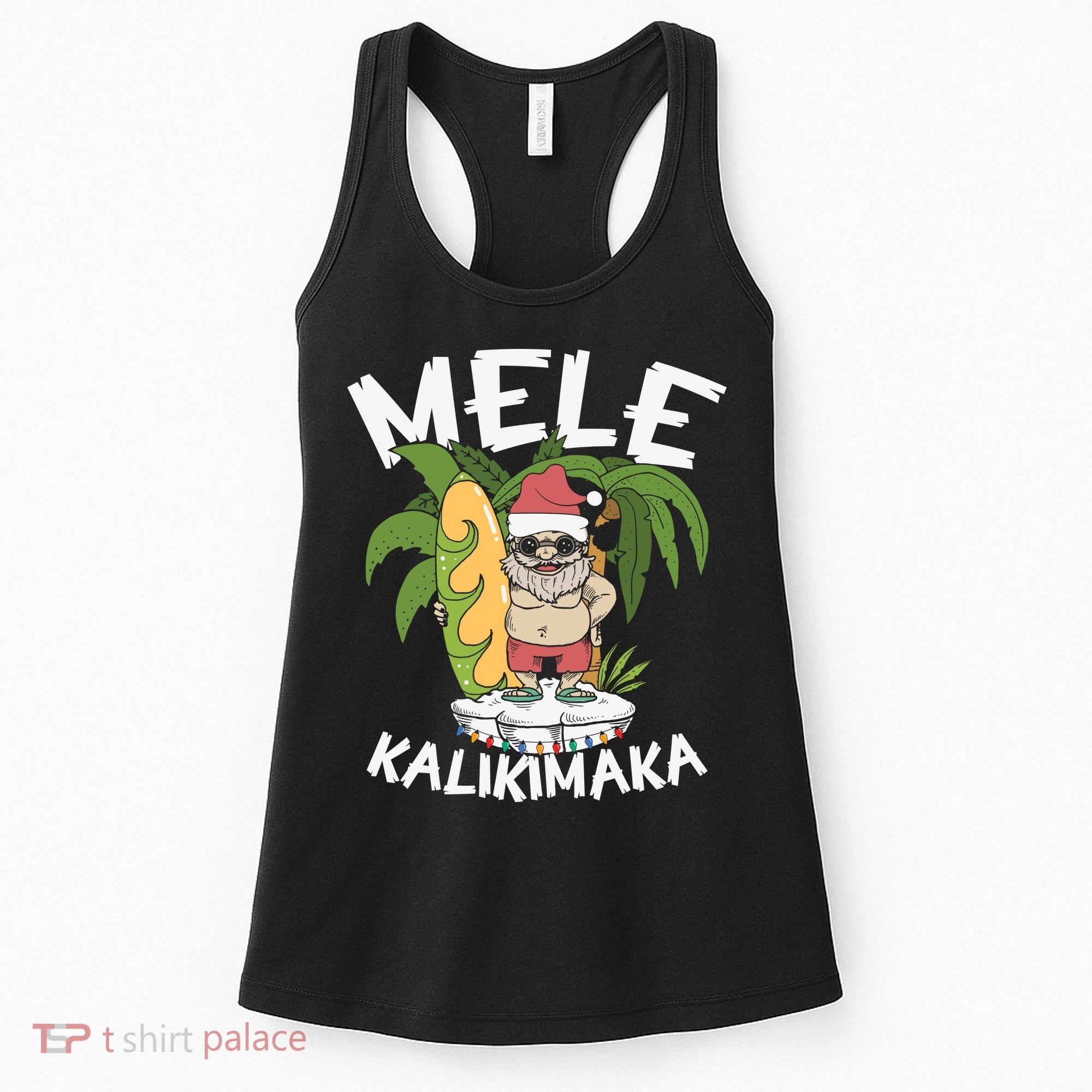 Mele Kalikimaka Palm Tree Hawaiian Christmas In July Women's Tank Top