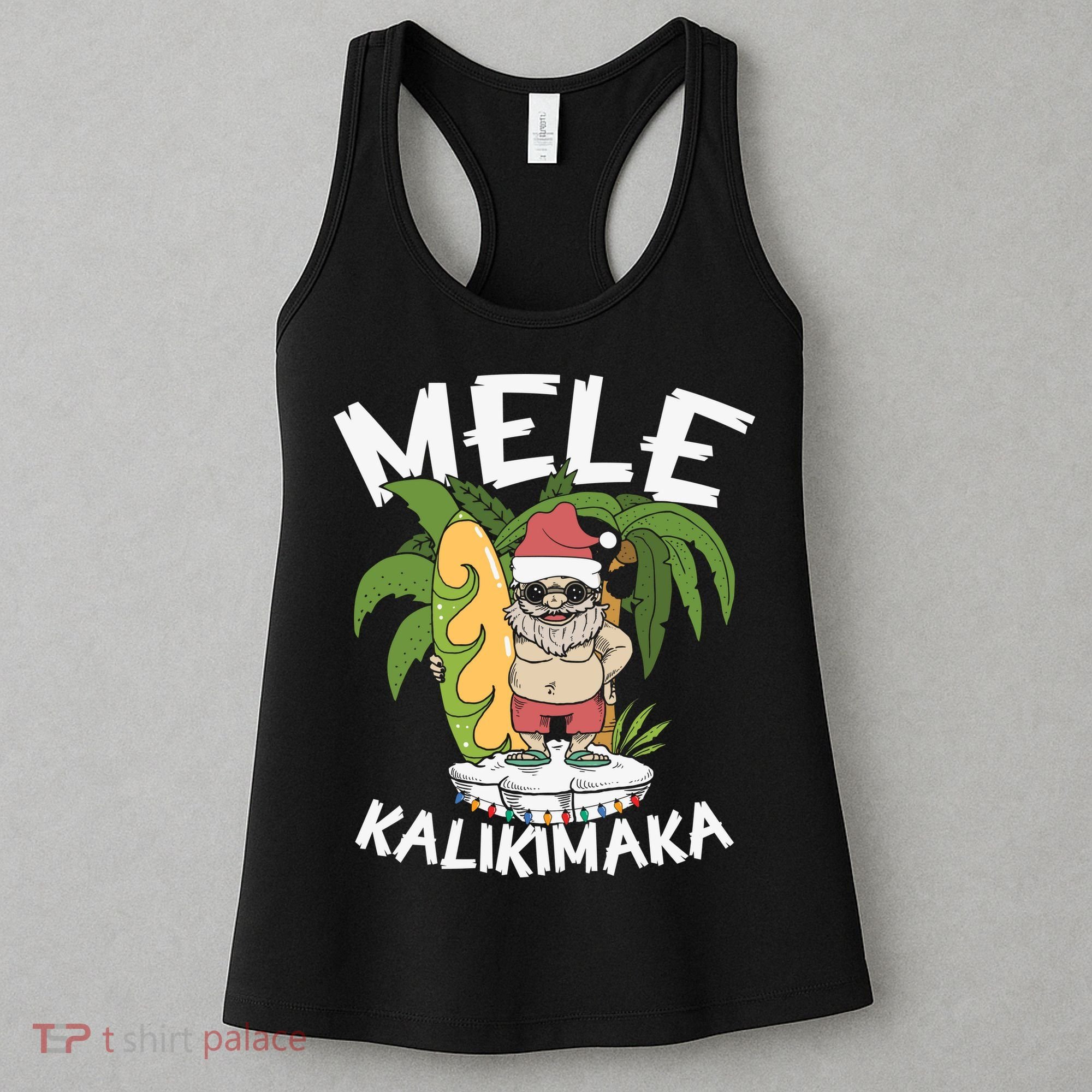Mele Kalikimaka Palm Tree Hawaiian Christmas In July Women's Tank Top