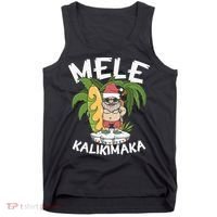 Mele Kalikimaka Palm Tree Hawaiian Christmas In July Tank Top thumb 0